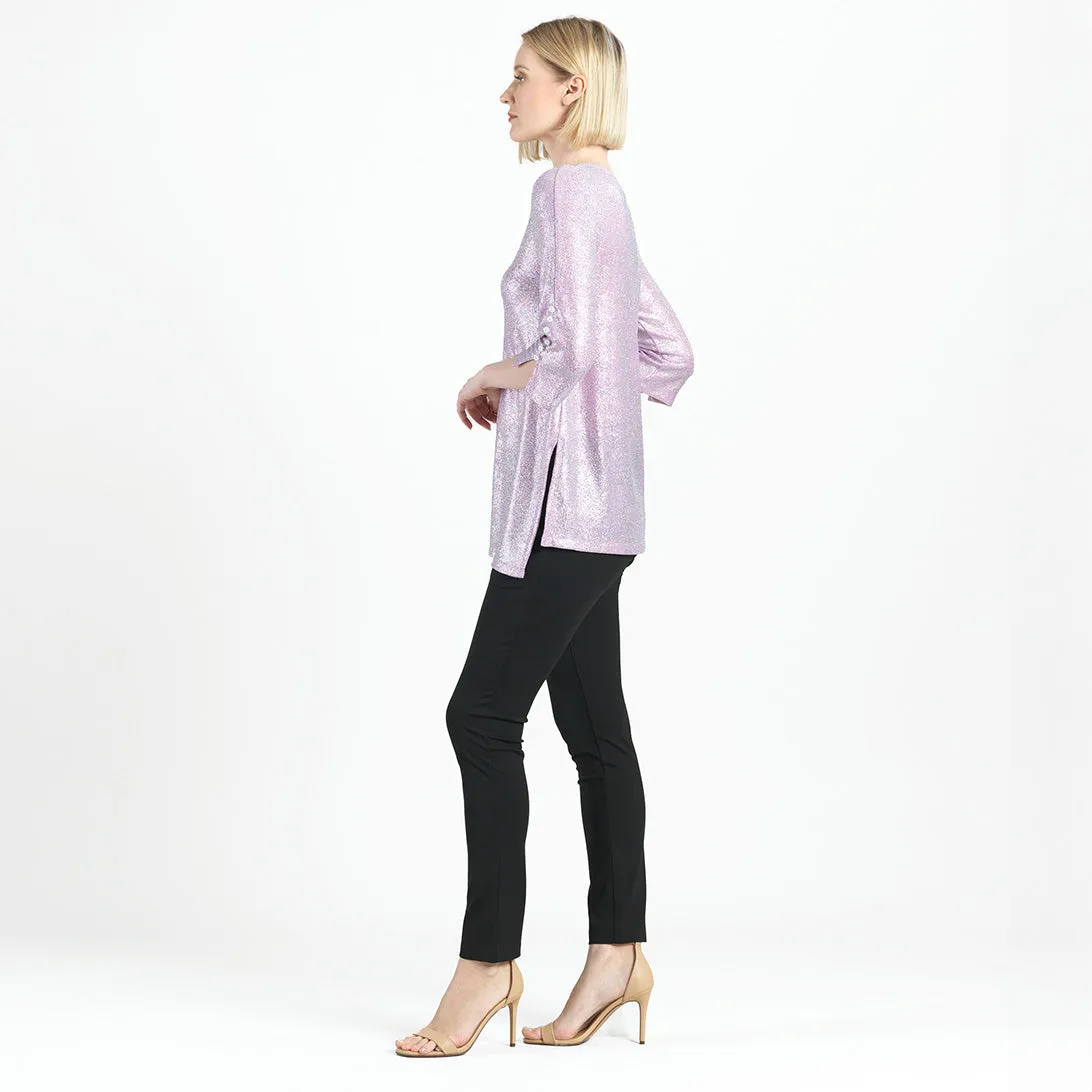 Glitter Foil - Pearl Cuff Asymmetrical Reverse Hi-Low Tunic - Final Sale!