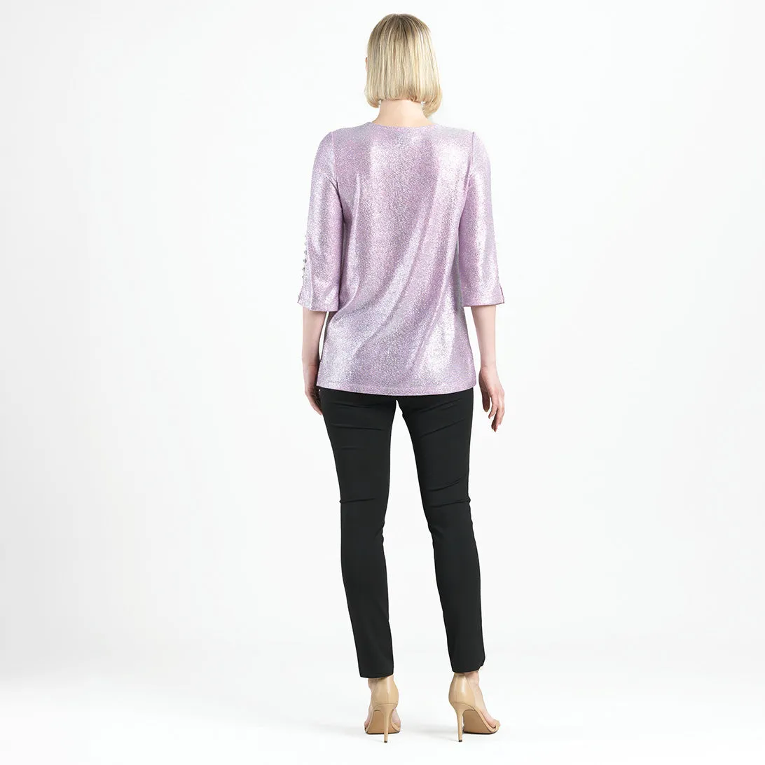 Glitter Foil - Pearl Cuff Asymmetrical Reverse Hi-Low Tunic - Final Sale!