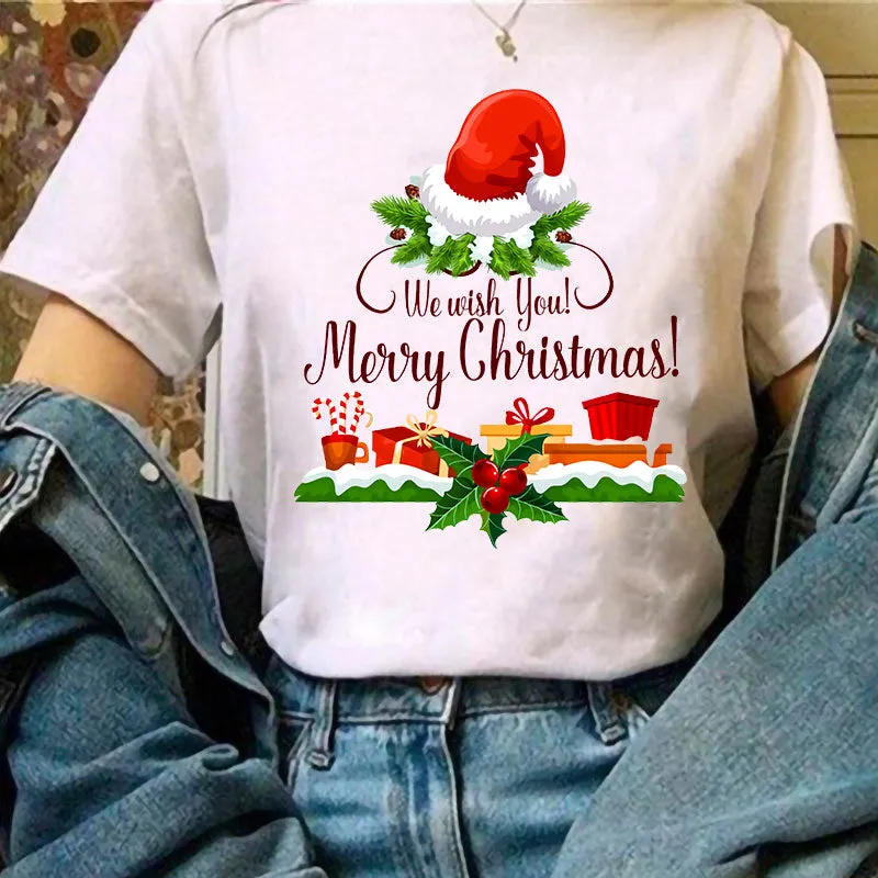 Gorgeous Christmas Women White T-Shirt A