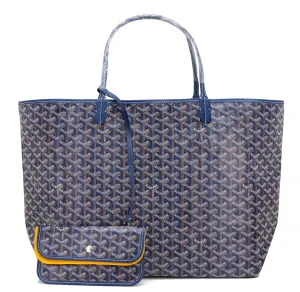 Goyard Bleu Marine Navy Blue St Louis GM Chevron Tote Bag