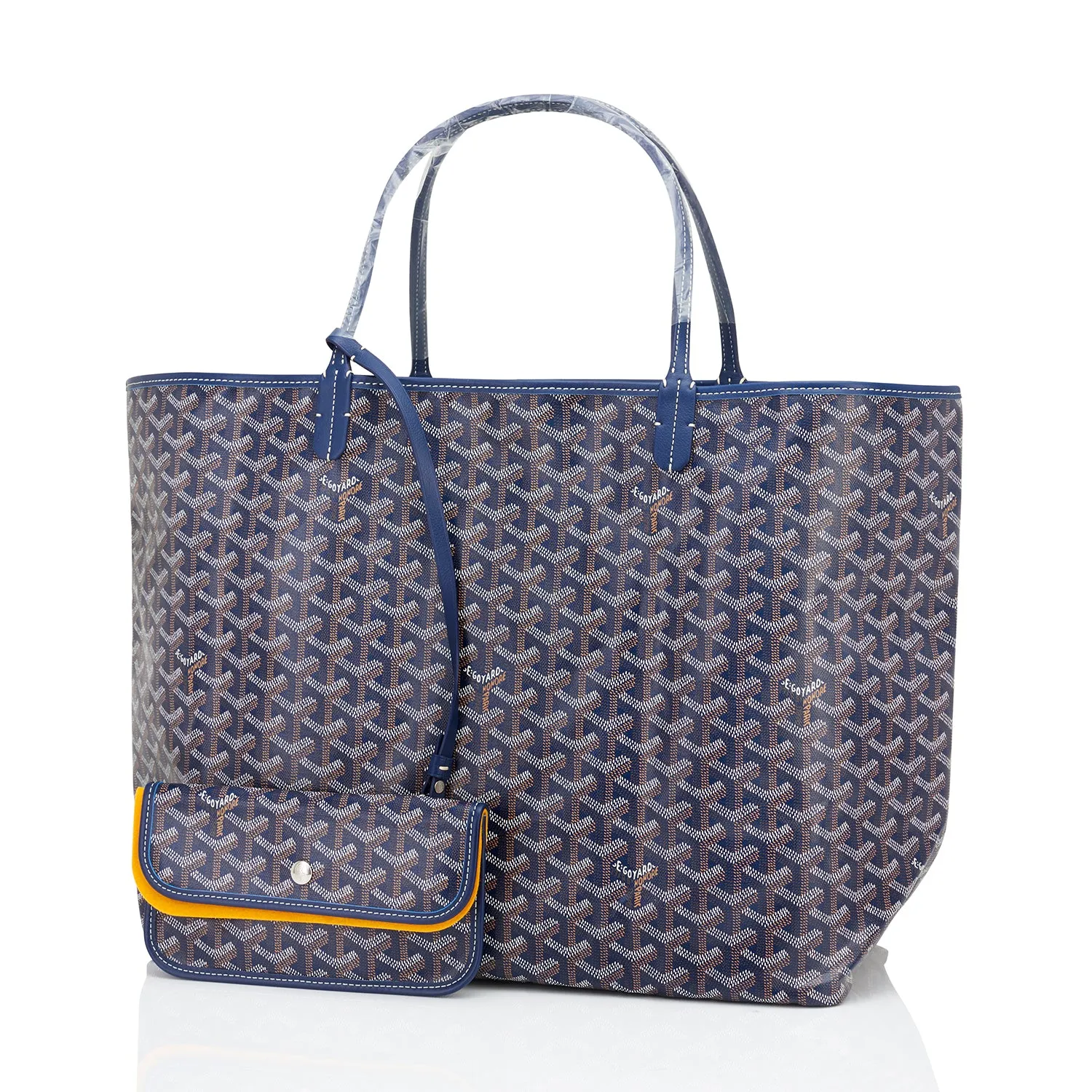 Goyard Bleu Marine Navy Blue St Louis GM Chevron Tote Bag