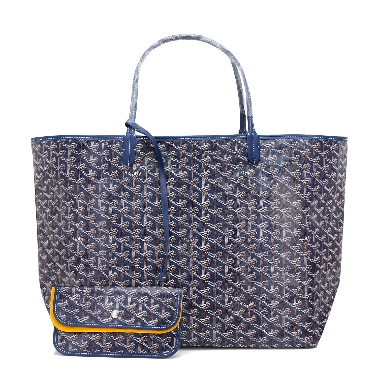 Goyard Bleu Marine Navy Blue St Louis GM Chevron Tote Bag