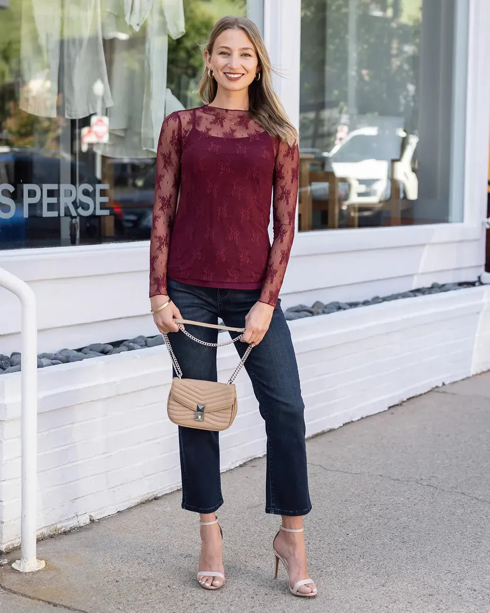 Grace & Lace Lace Mesh Top