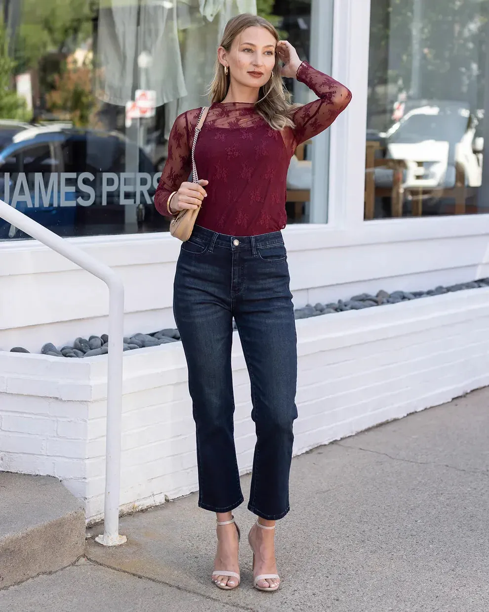 Grace & Lace Lace Mesh Top