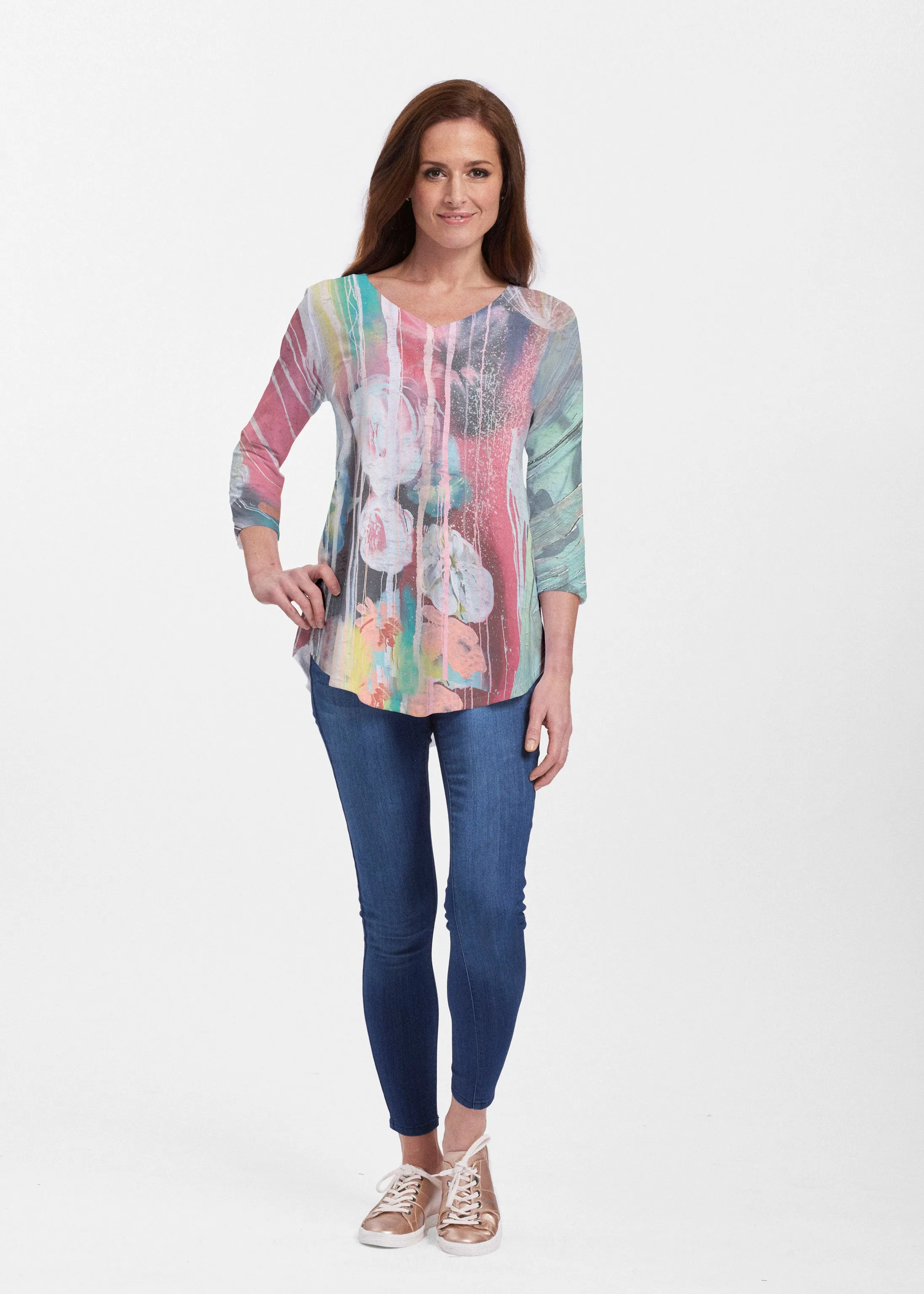Graffiti Blossom (25021) ~ Signature V-neck Flowy Tunic