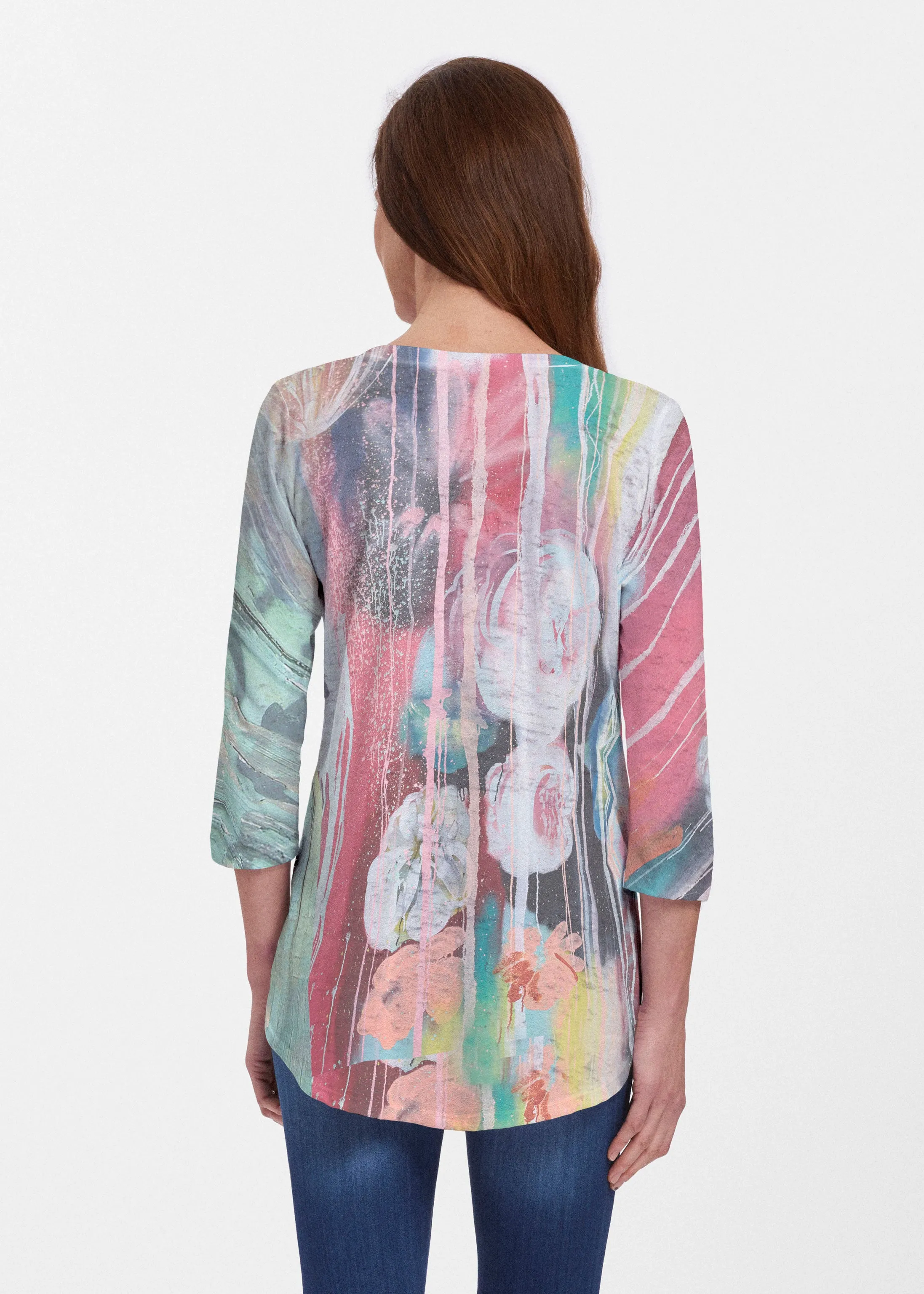 Graffiti Blossom (25021) ~ Signature V-neck Flowy Tunic