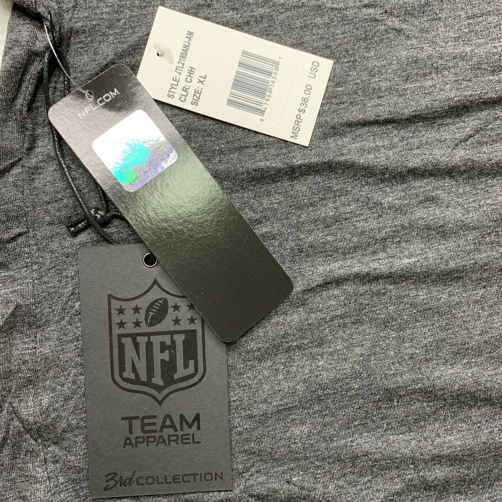 Gray NFL Team Apparel V-Neck Short Sleeve Size XL Women's T-Shirt