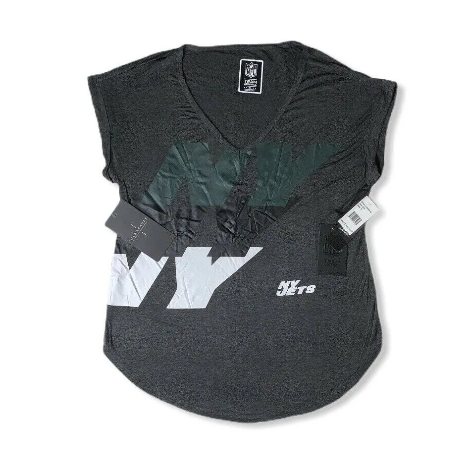 Gray NFL Team Apparel V-Neck Short Sleeve Size XL Women's T-Shirt