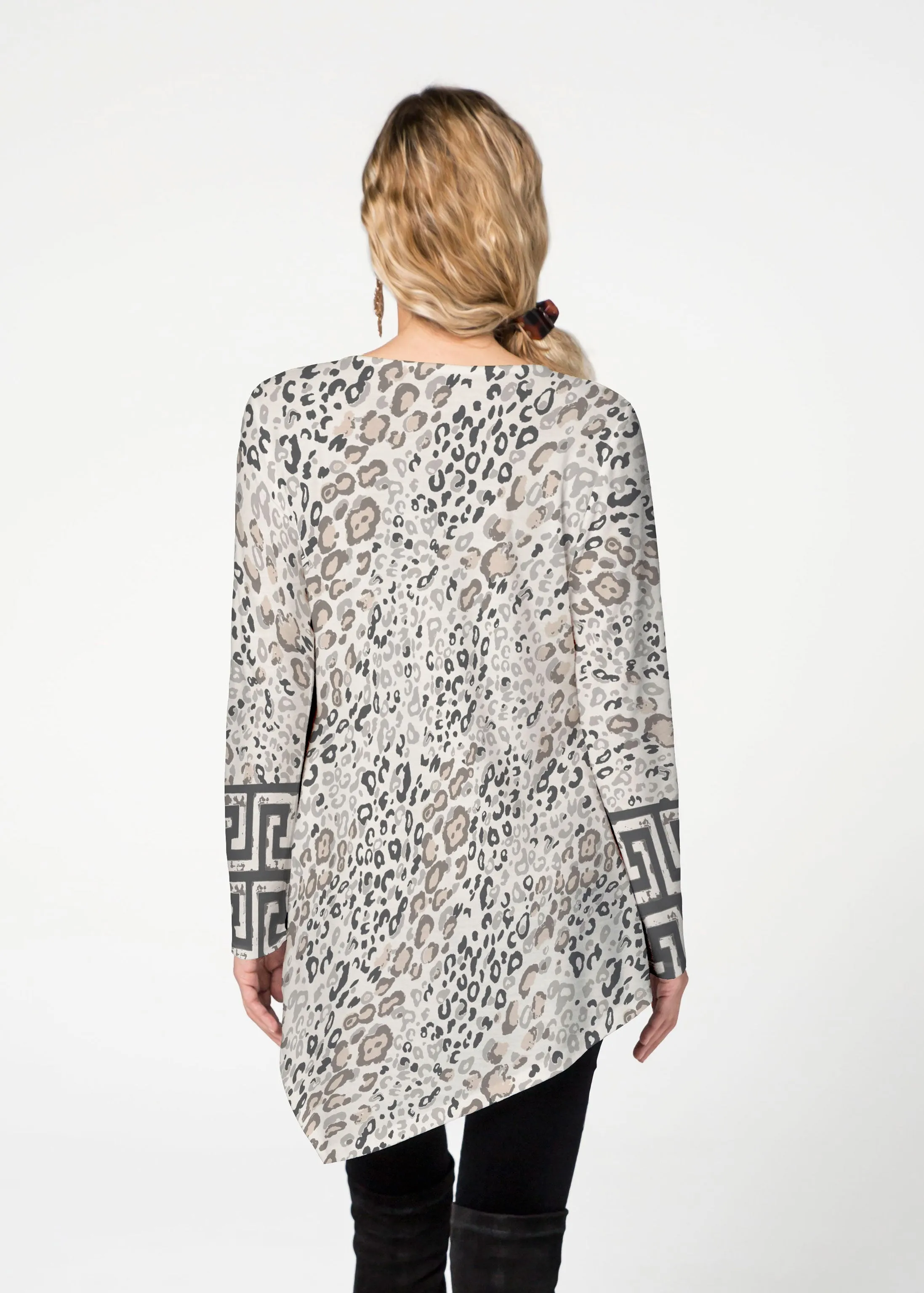 Greek Cat Grey  (7752) ~ Asymmetrical French Terry Tunic