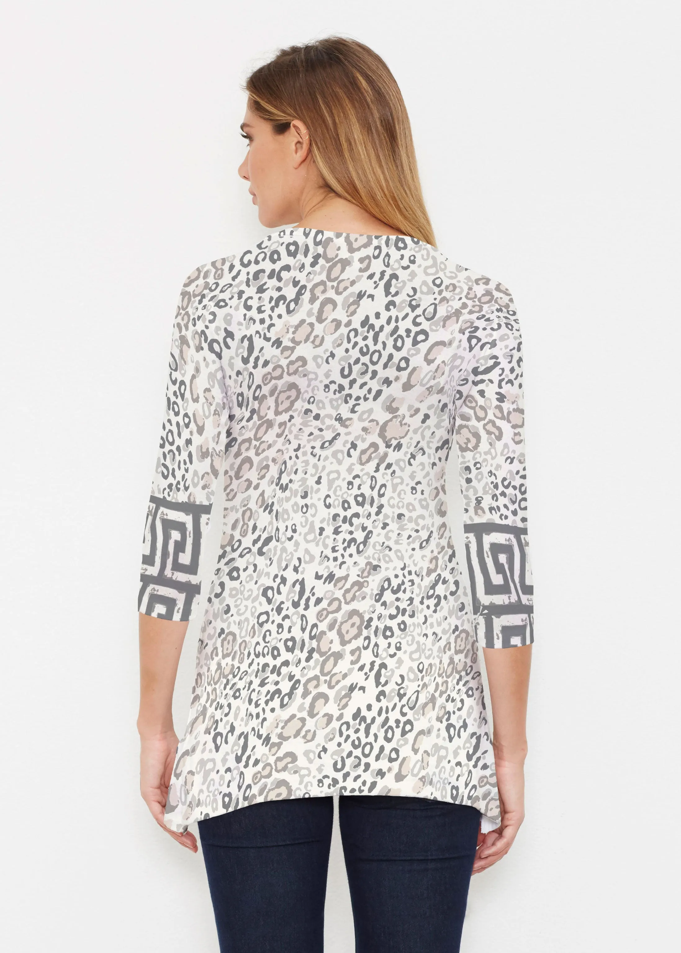 Greek Cat Grey (7752) ~ Buttersoft 3/4 Sleeve Tunic