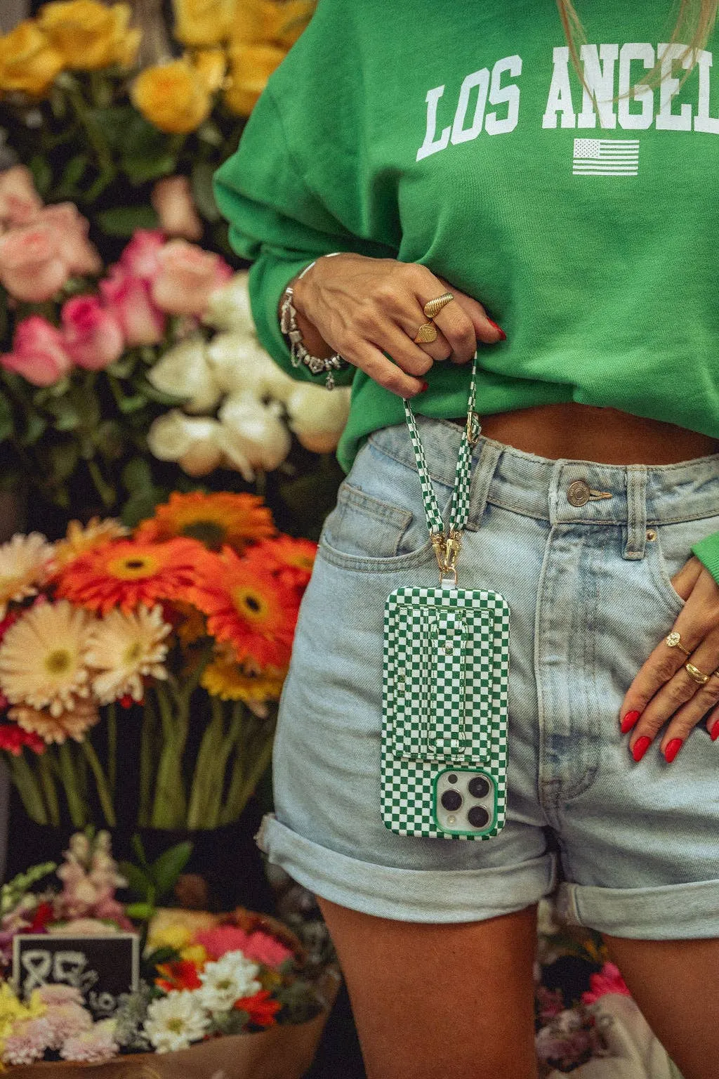 Green Checkered Hoop Wallet