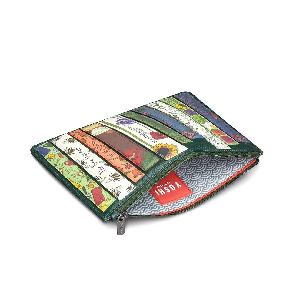 Green Leather Garden Books Pouch