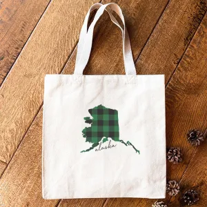 Green Plaid State - Canvas Tote Bag