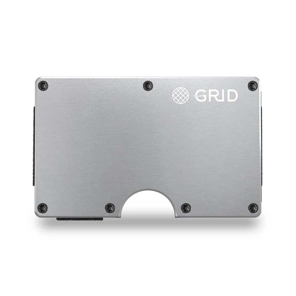 GRID Compact Minimalist Wallet - Silver Aluminum
