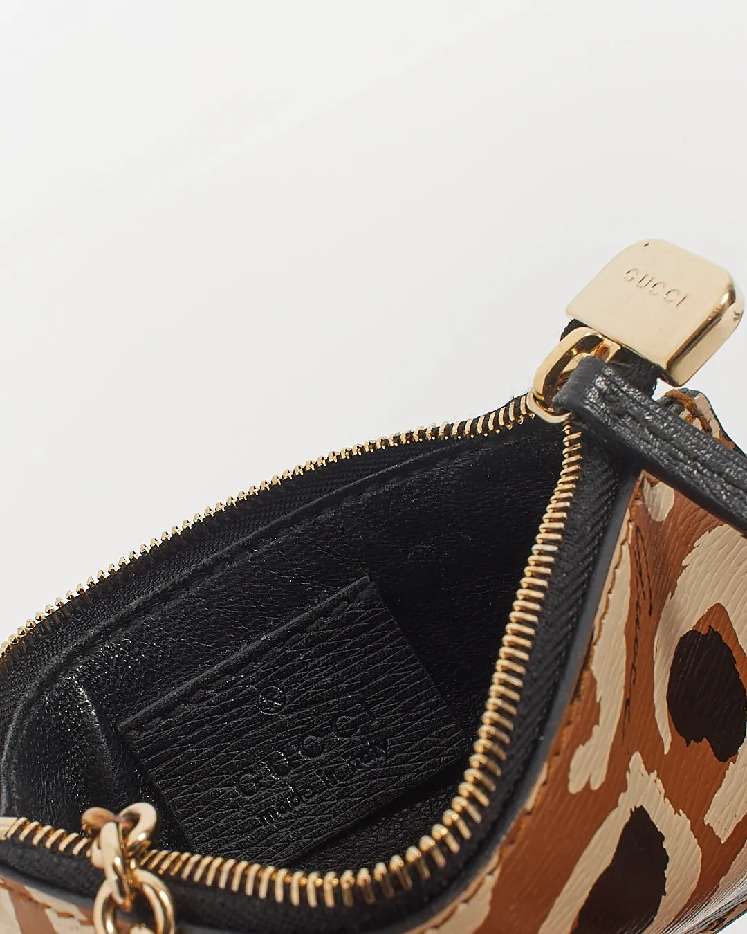 Gucci Animal Print Leather Coin Pouch