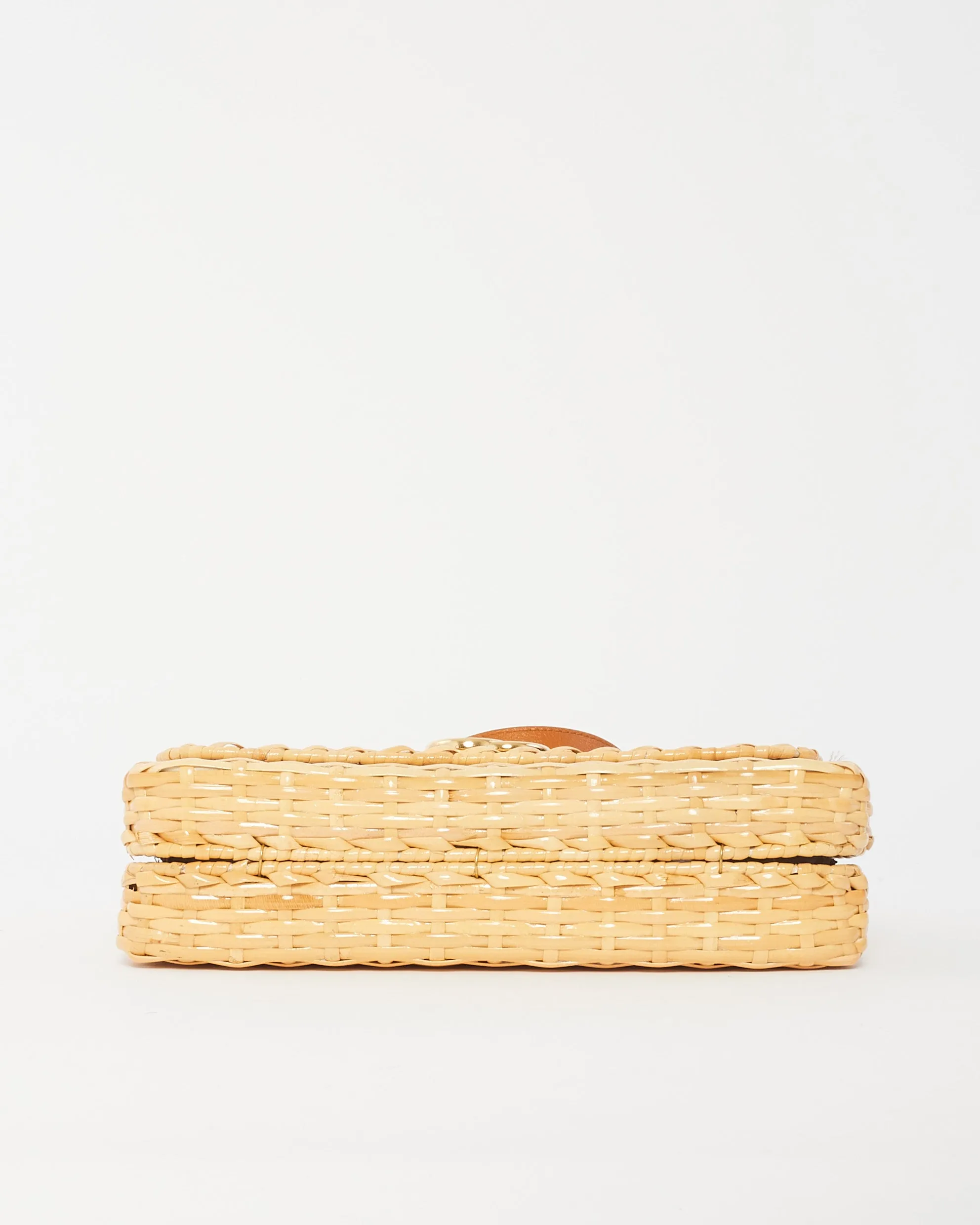 Gucci Beige Glazed Wicker Small Cestino Shoulder Bag
