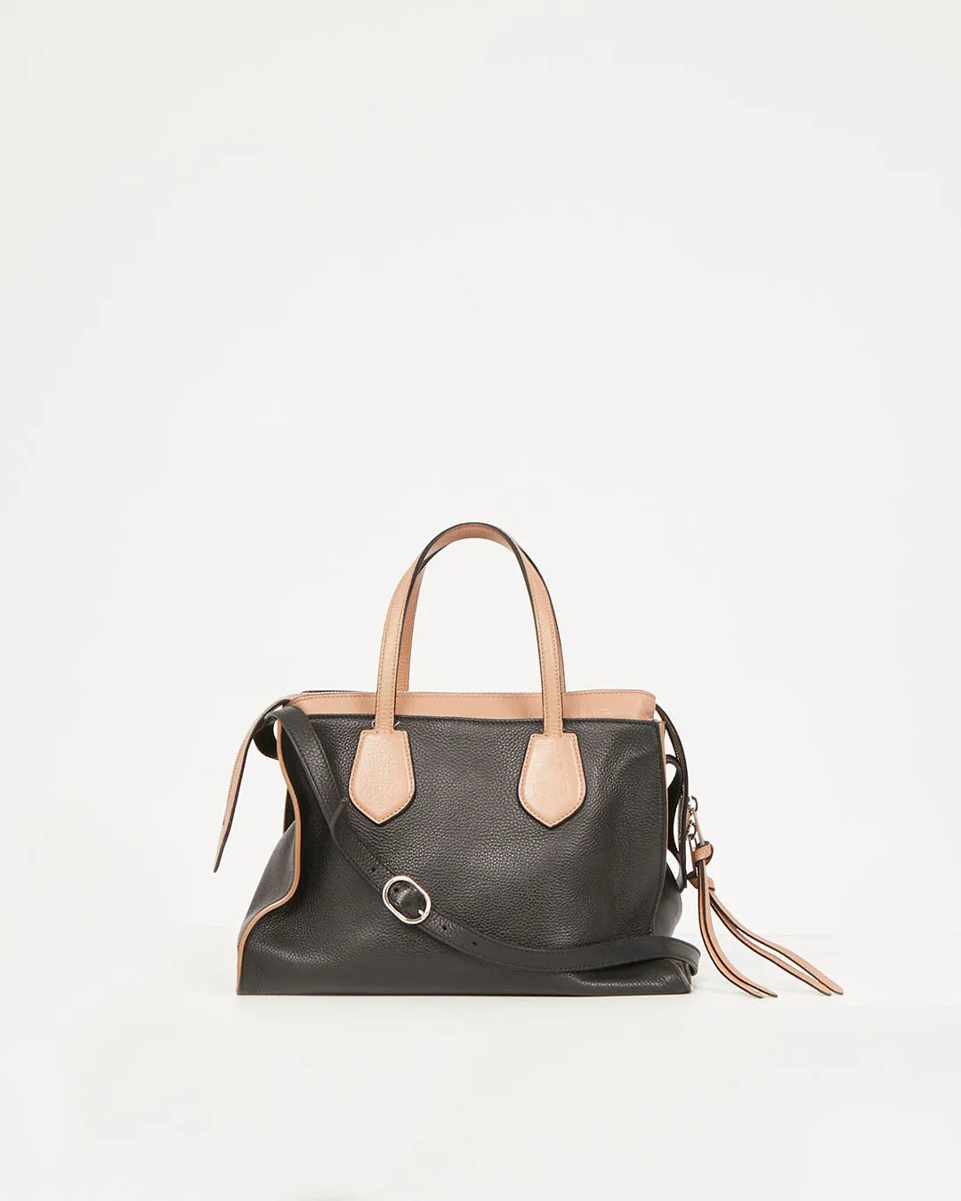 Gucci Black and Beige Pebbled Leather Two-Tone Rumble Tote