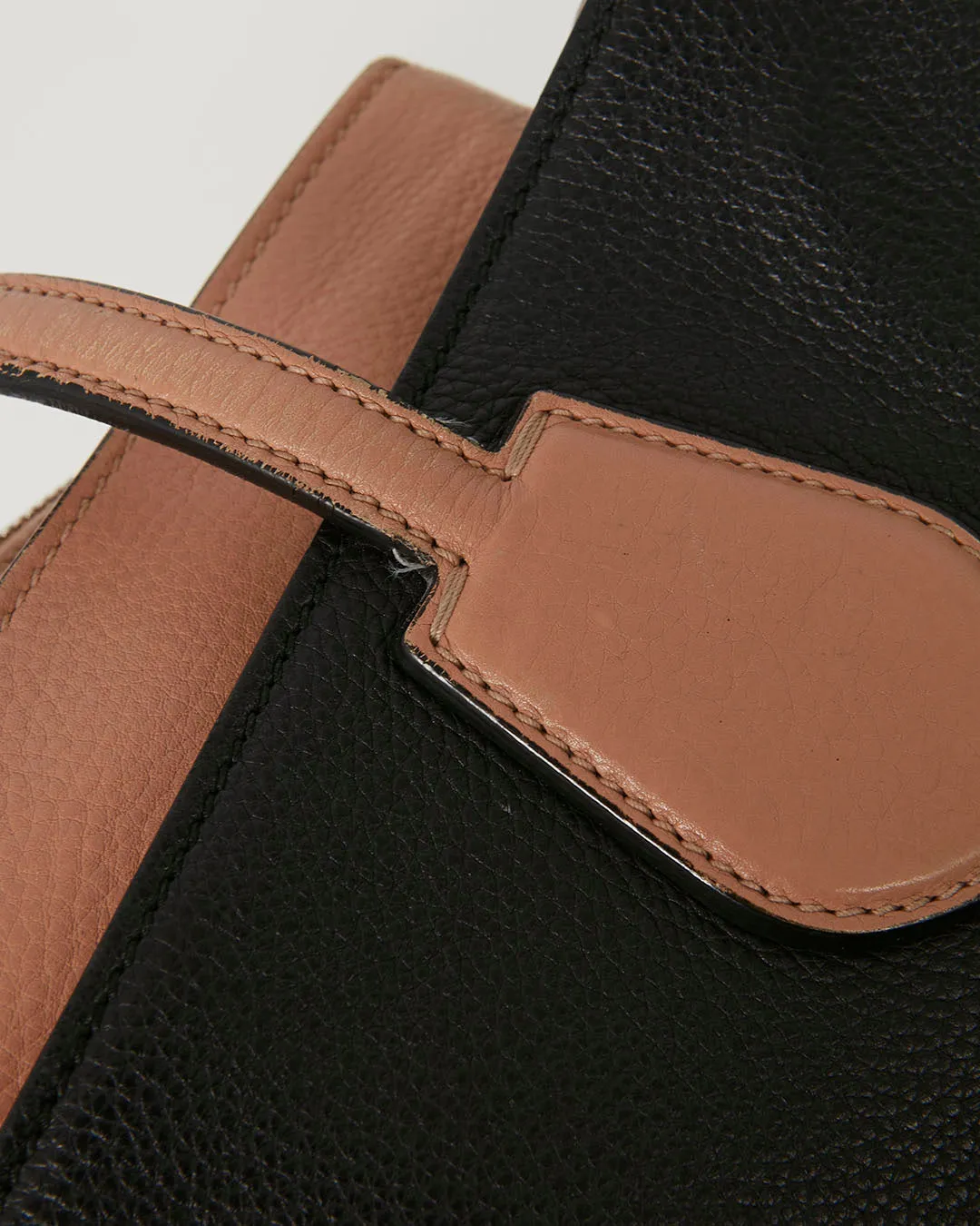 Gucci Black and Beige Pebbled Leather Two-Tone Rumble Tote