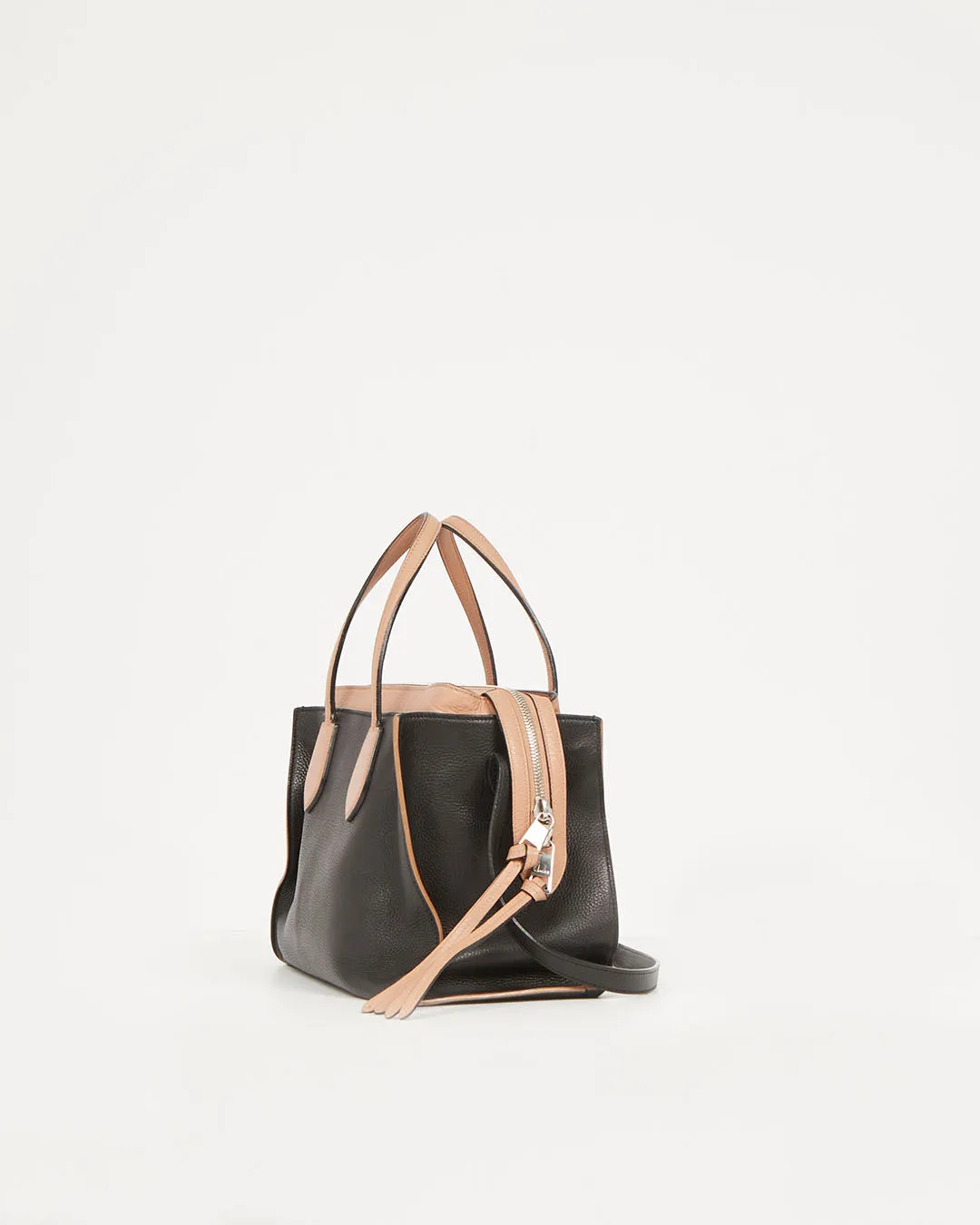 Gucci Black and Beige Pebbled Leather Two-Tone Rumble Tote