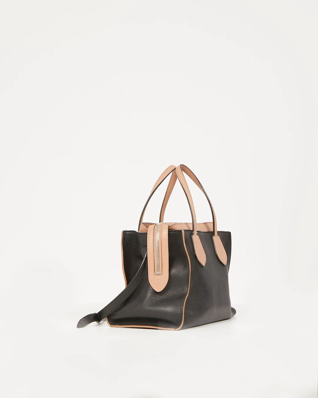 Gucci Black and Beige Pebbled Leather Two-Tone Rumble Tote