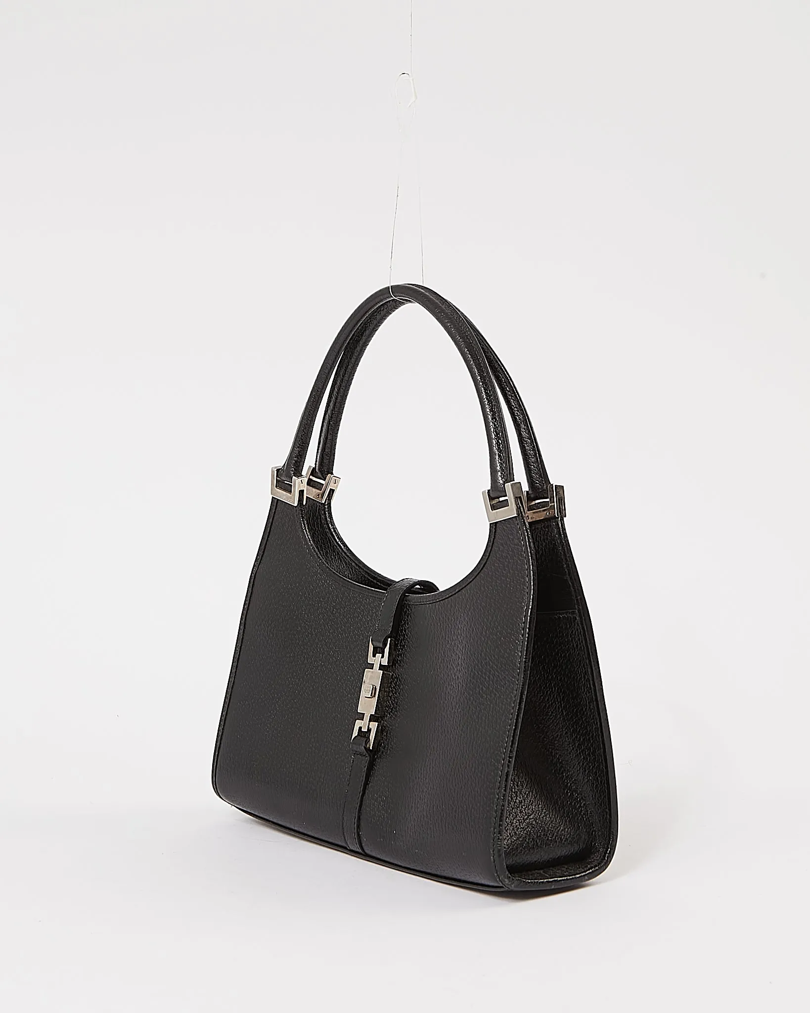 Gucci Black Leather Jackie Bardot Shoulder Bag