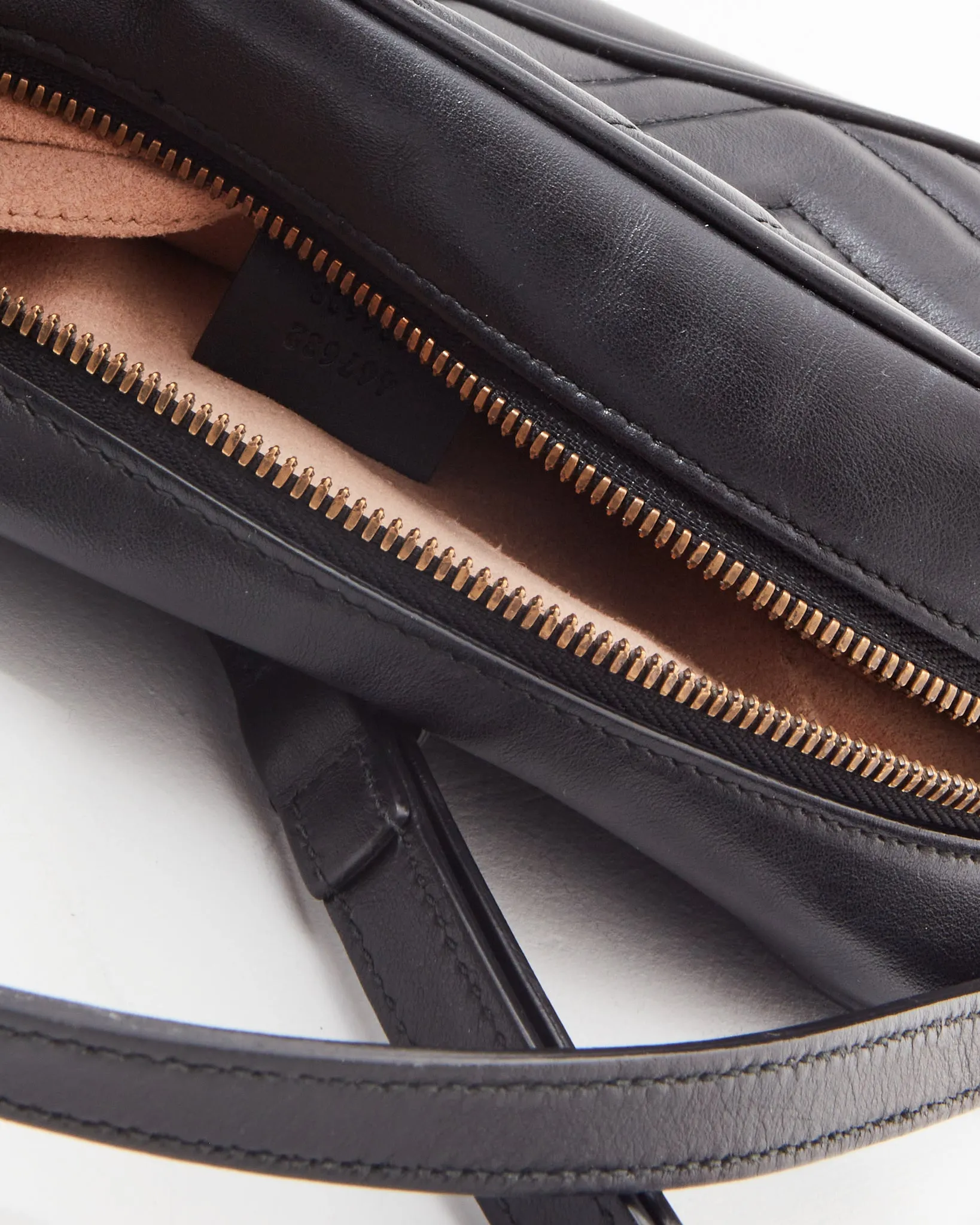 Gucci Black Leather Marmont GG Matelassé Small Shoulder Bag