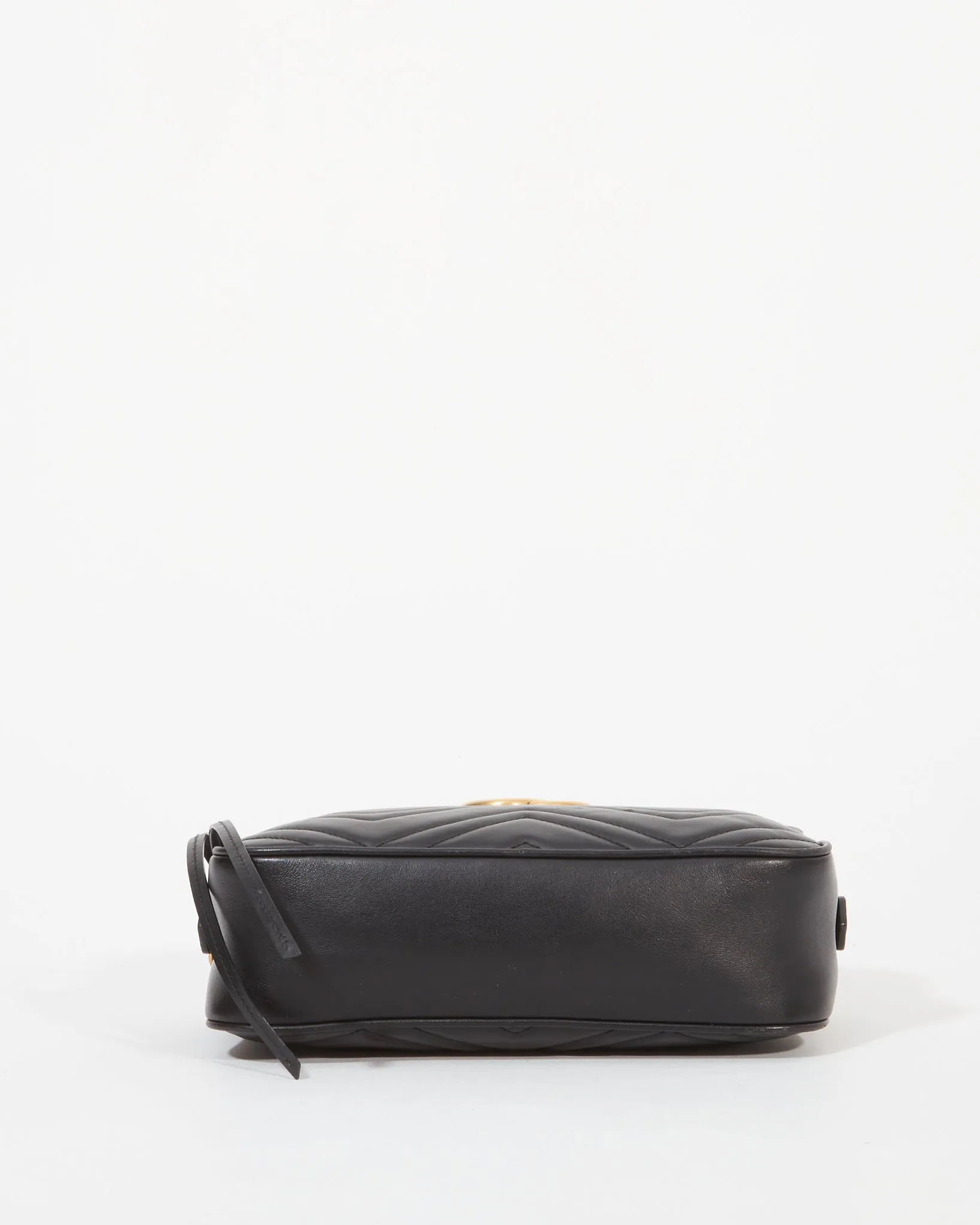 Gucci Black Leather Marmont GG Matelassé Small Shoulder Bag