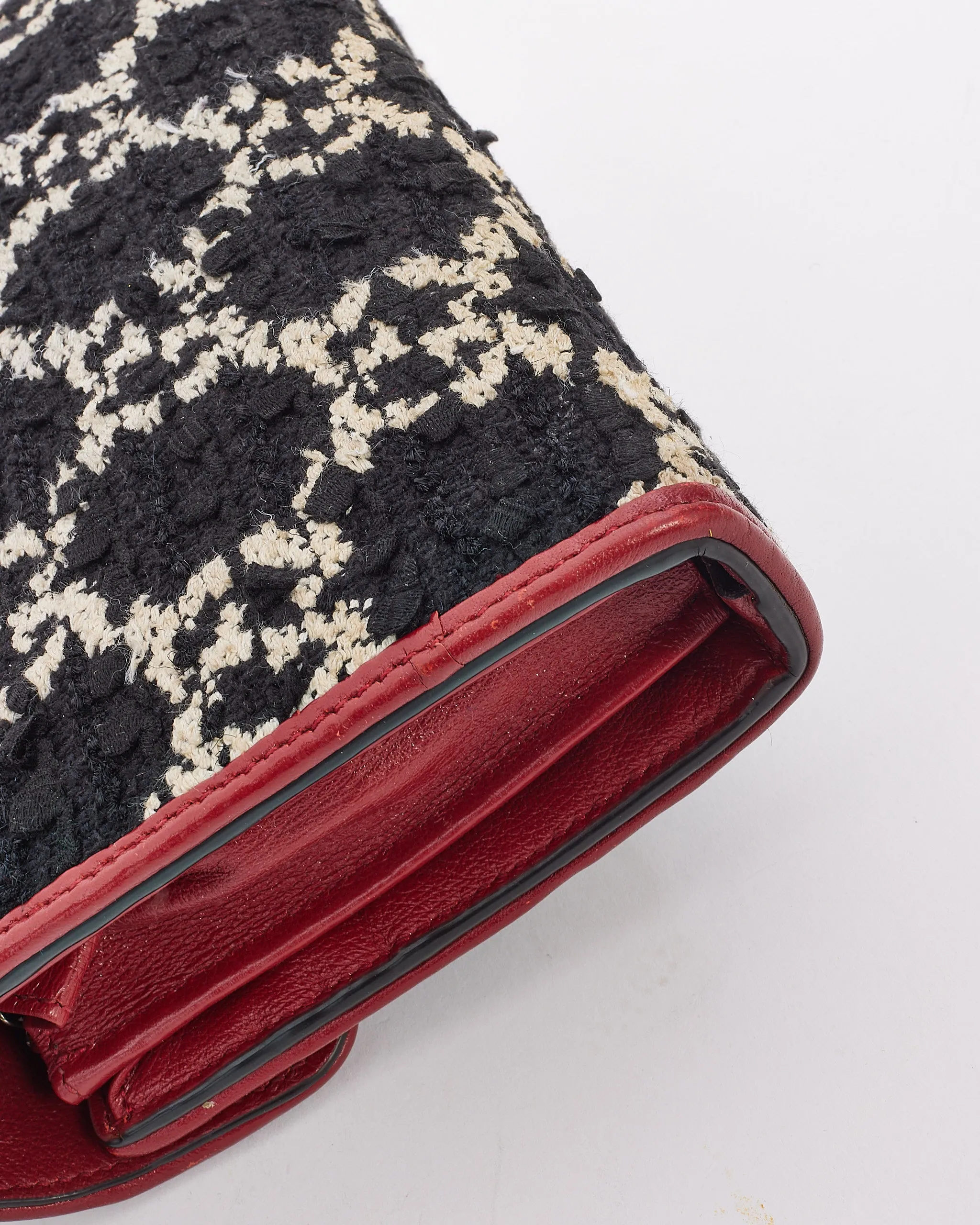 Gucci Black/Red Small GG Tweed Dionysus Chain Wallet