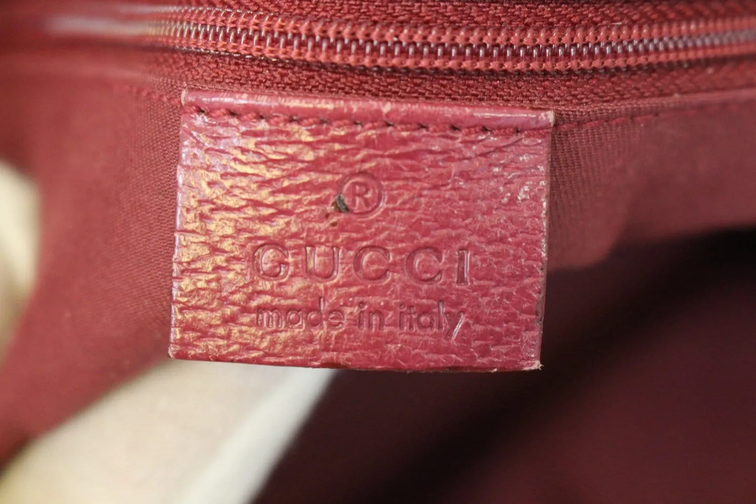 GUCCI Eclipse Beige Red GG Canvas Leather Tote Bag