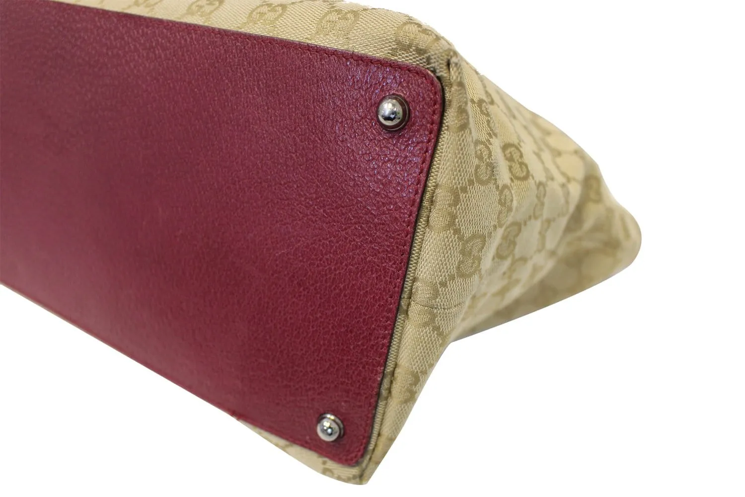 GUCCI Eclipse Beige Red GG Canvas Leather Tote Bag