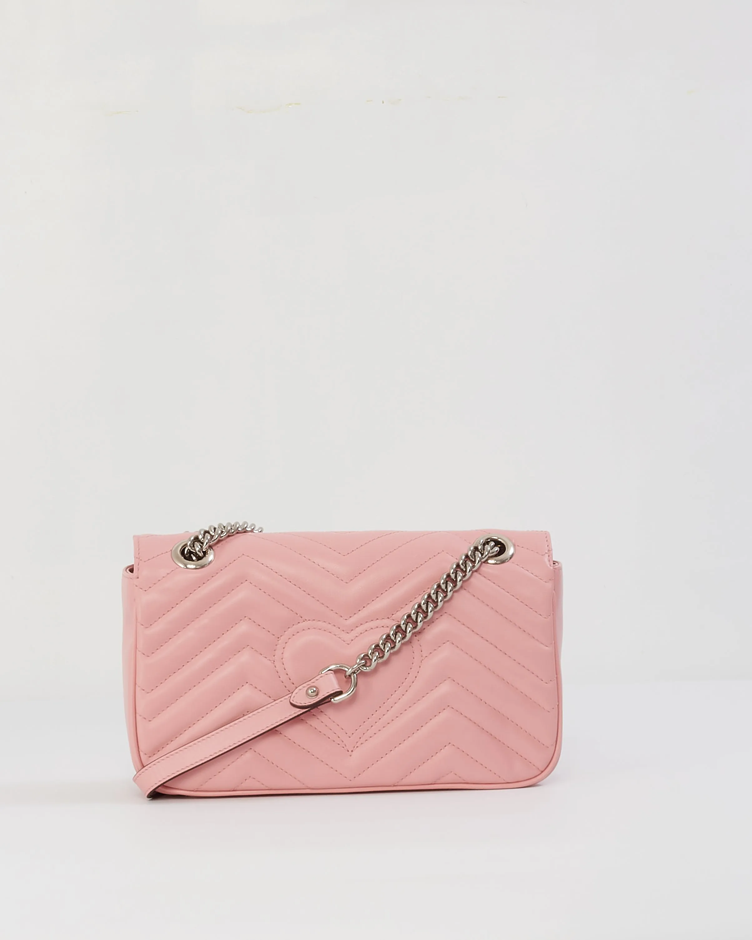 Gucci Pink Matelassé Leather GG Marmont Small Shoulder Bag