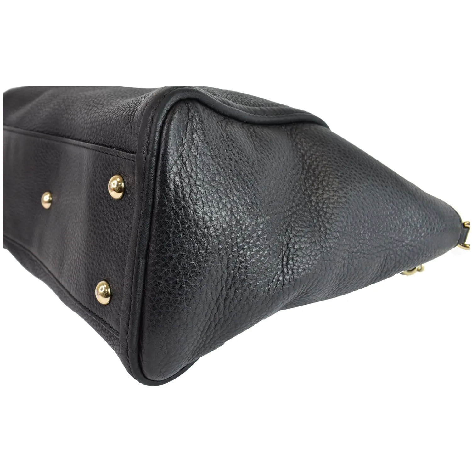 GUCCI Soho Tassel Pebbled Leather Top Handle Bag 369176 Black