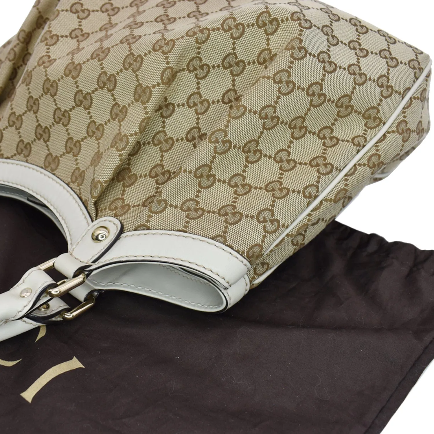 GUCCI Sukey Medium GG Canvas Tote Bag Beige 211944