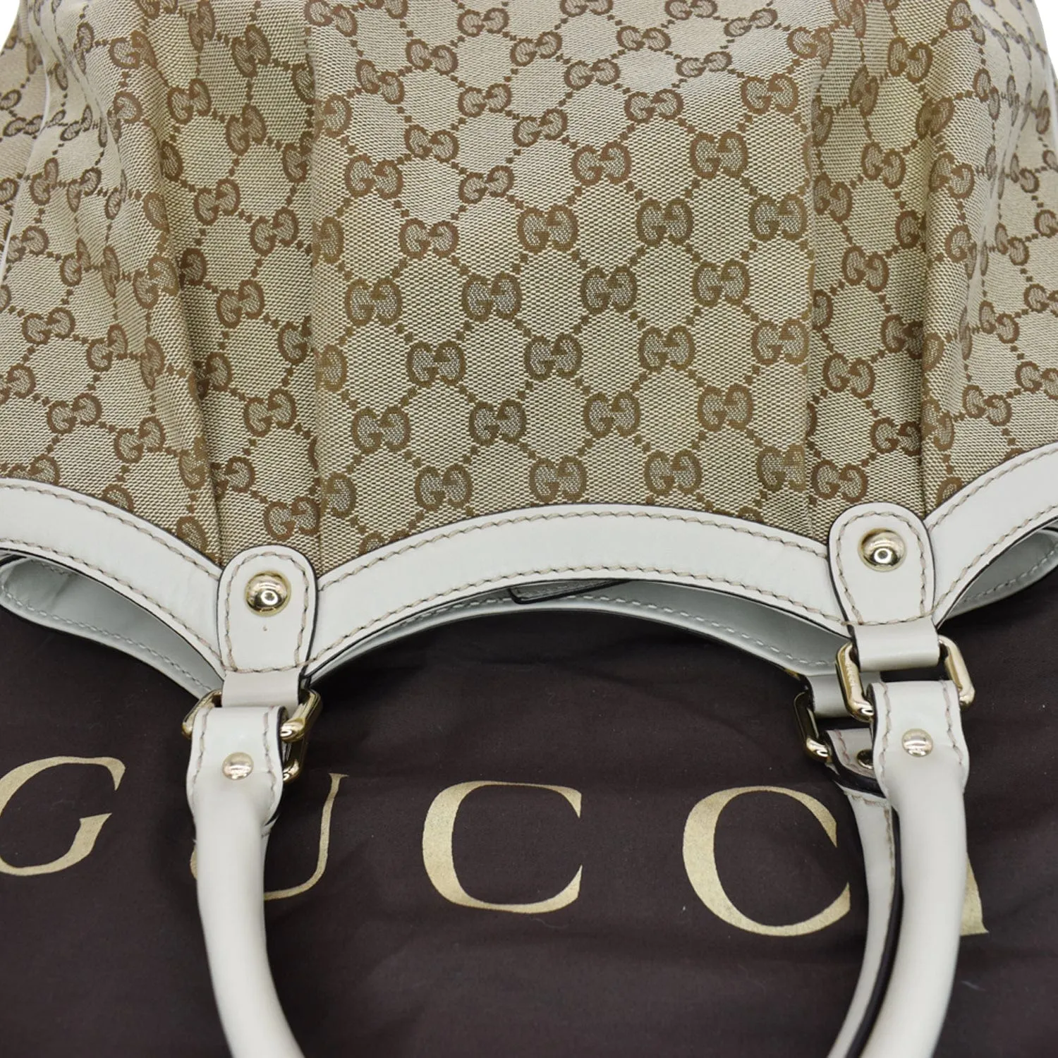 GUCCI Sukey Medium GG Canvas Tote Bag Beige 211944