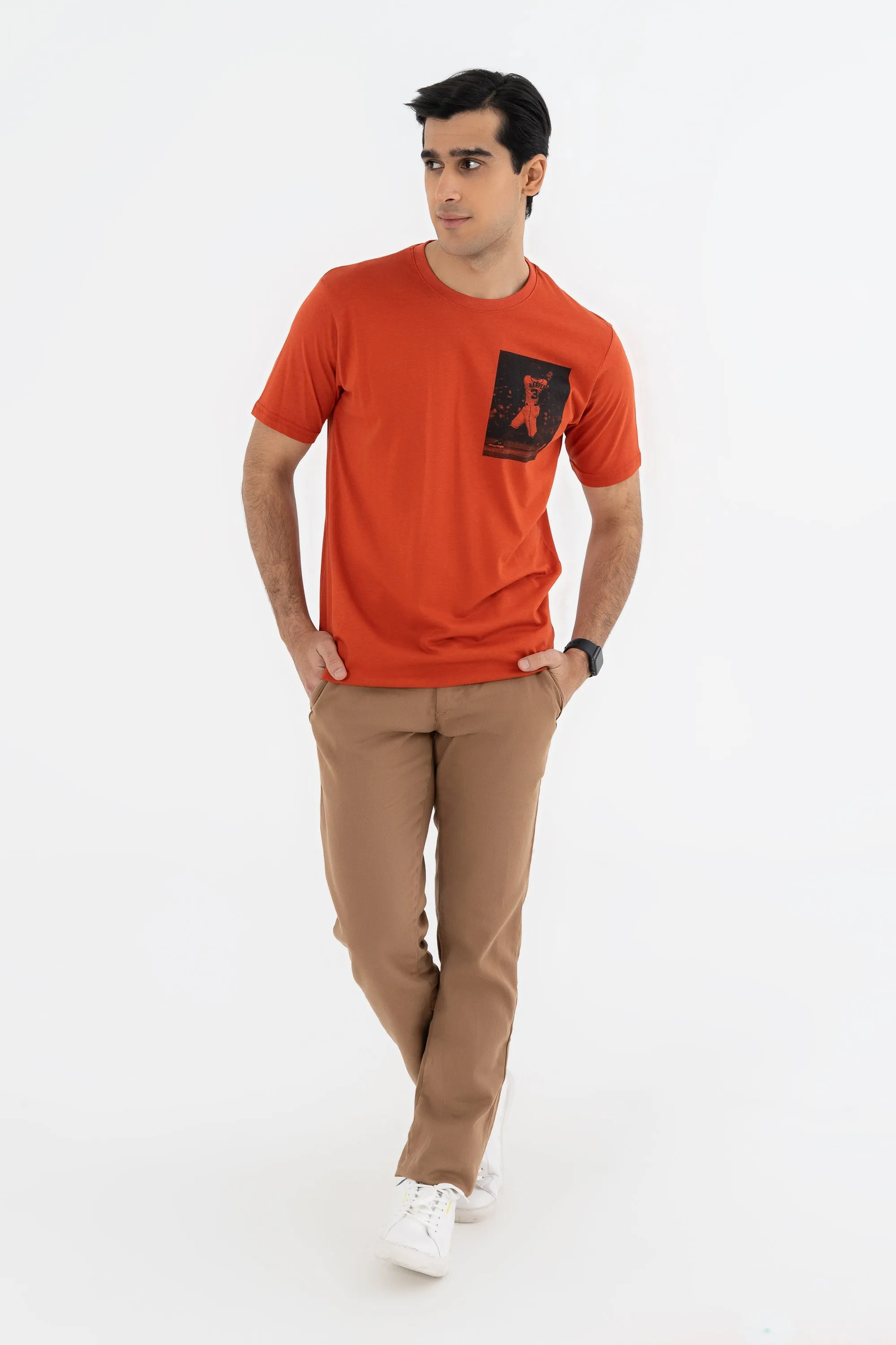 Half Sleeves Dark Peach Tee