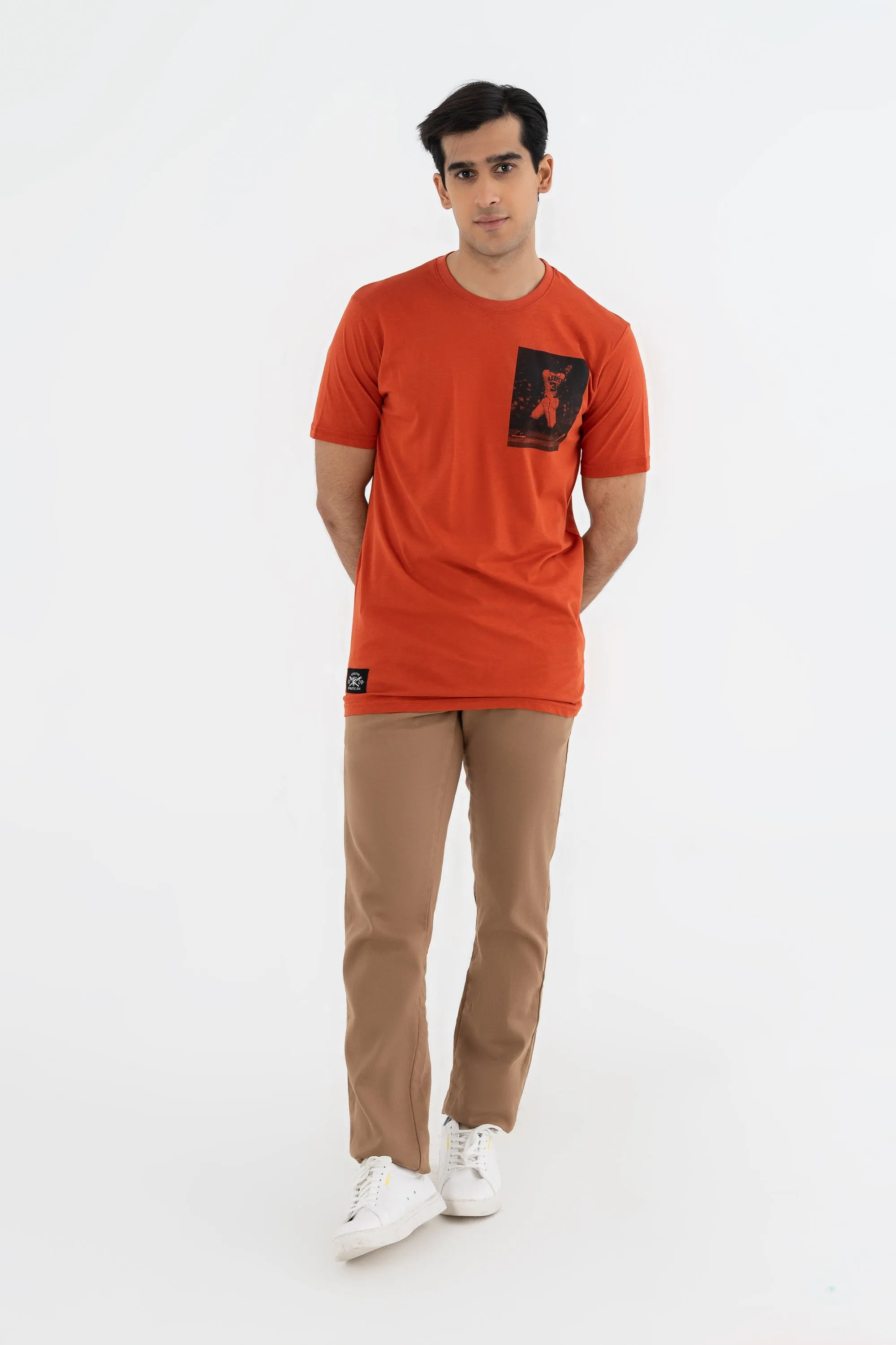 Half Sleeves Dark Peach Tee