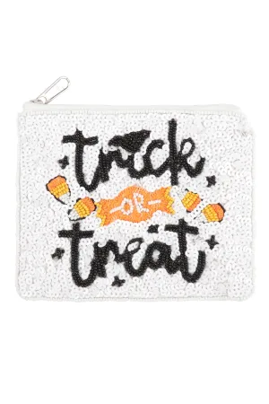 HALLOWEEN TRICK OR TREAT SEQUIN COIN POUCH