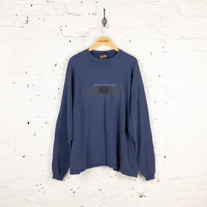 Harley Davidson Motorcycles Long Sleeve T Shirt - Blue - XXXL