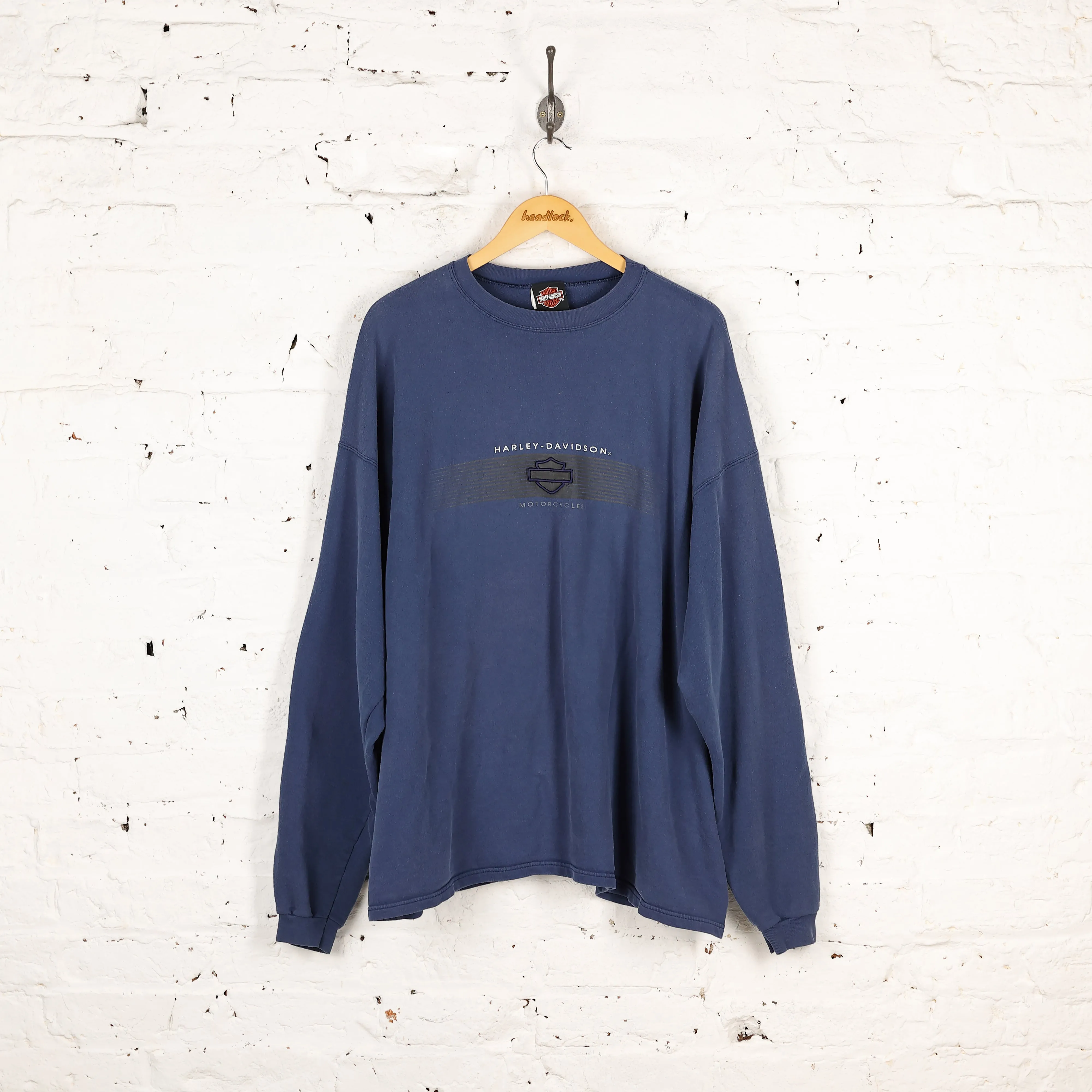 Harley Davidson Motorcycles Long Sleeve T Shirt - Blue - XXXL