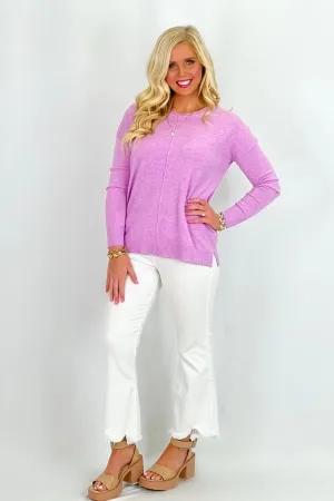 Heather Mauve Front Seam Sweater
