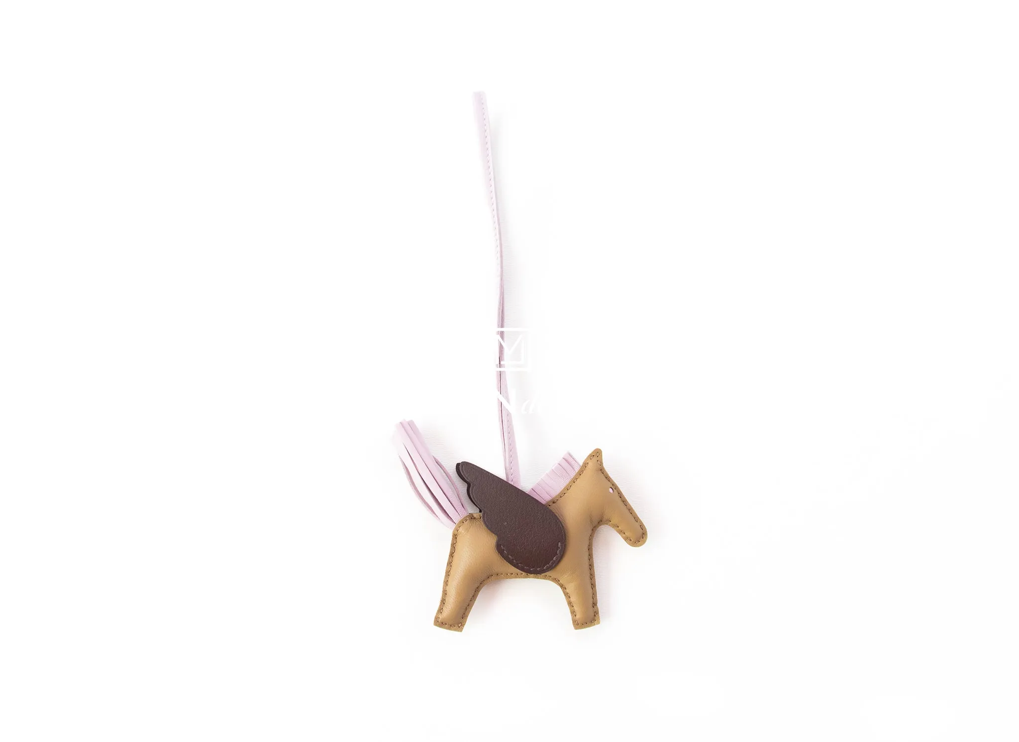 Hermes Beige Marfa / Mauve Pale / Moka Pegase Bag Charm PM