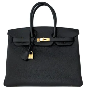 Hermes Black 35cm Birkin Togo Gold Hardware GHW Tote Bag Power Birkin