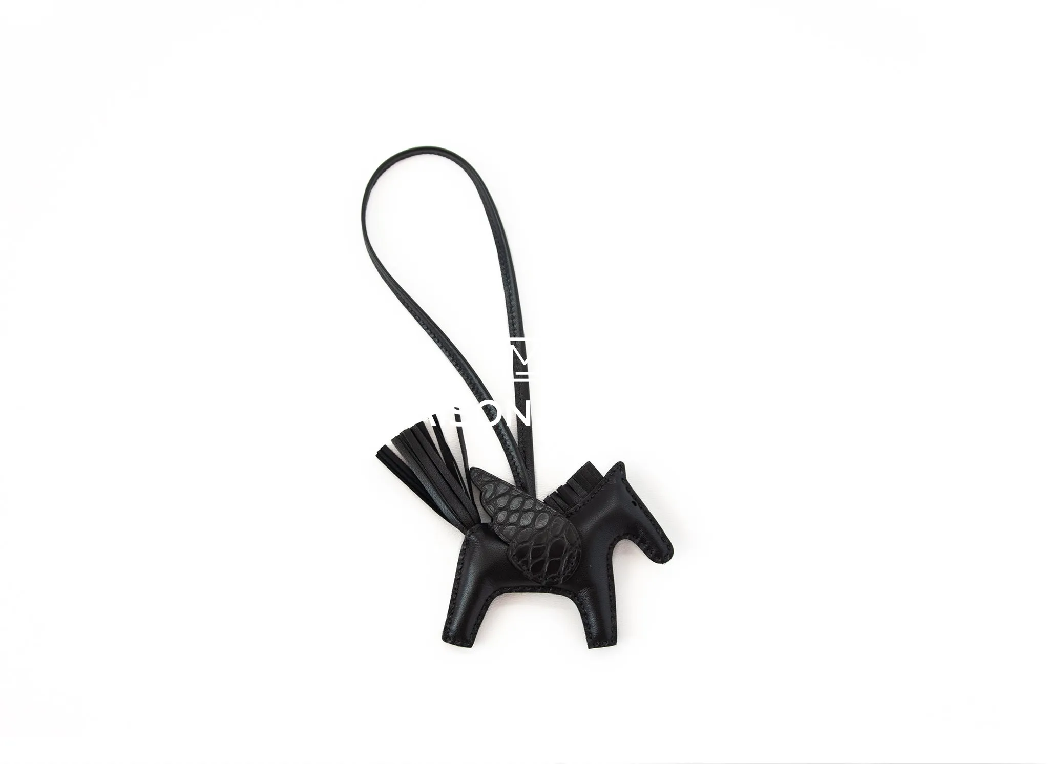 Hermes Black Pegase Touch Bag Charm PM