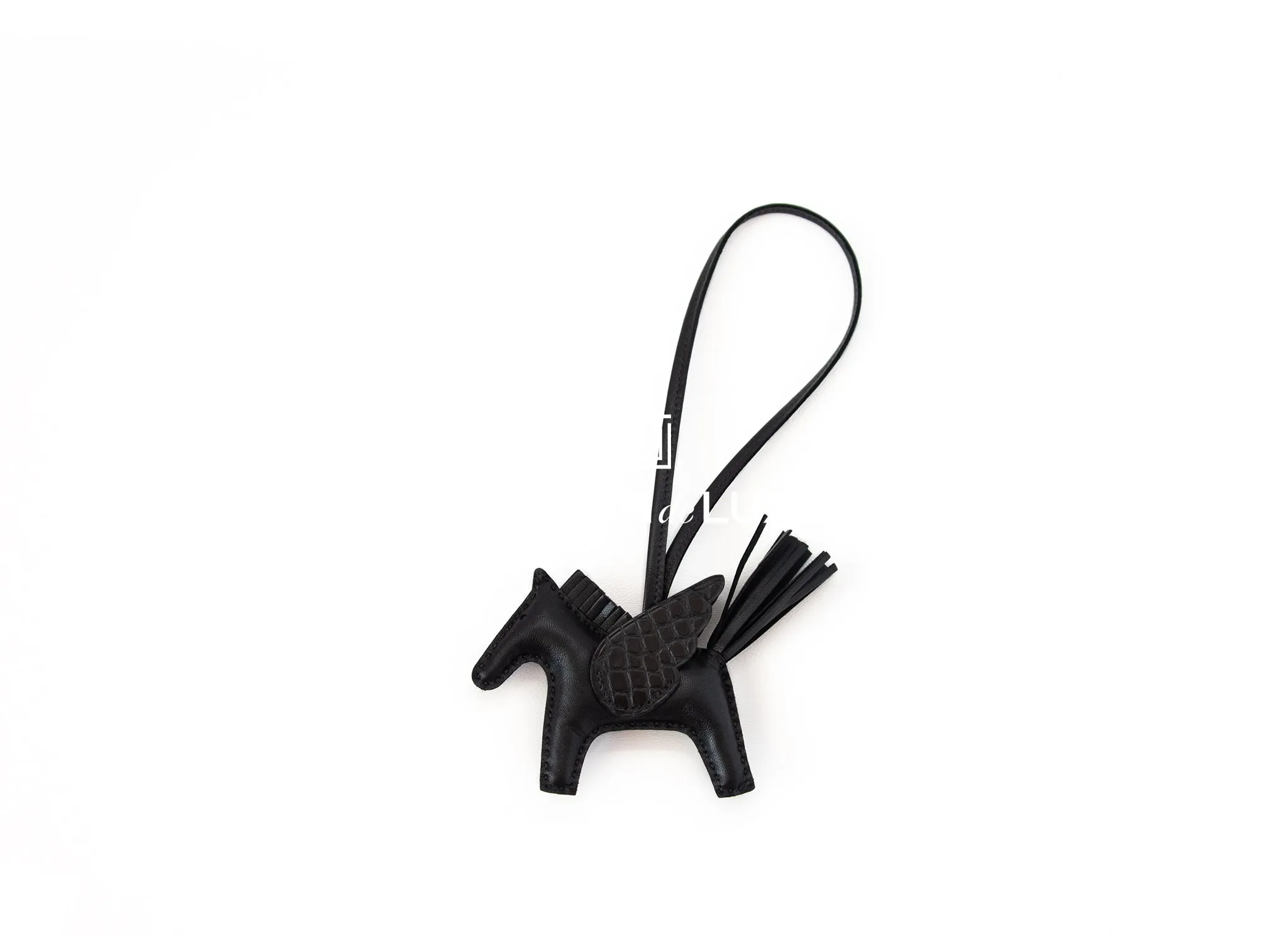 Hermes Black Pegase Touch Bag Charm PM