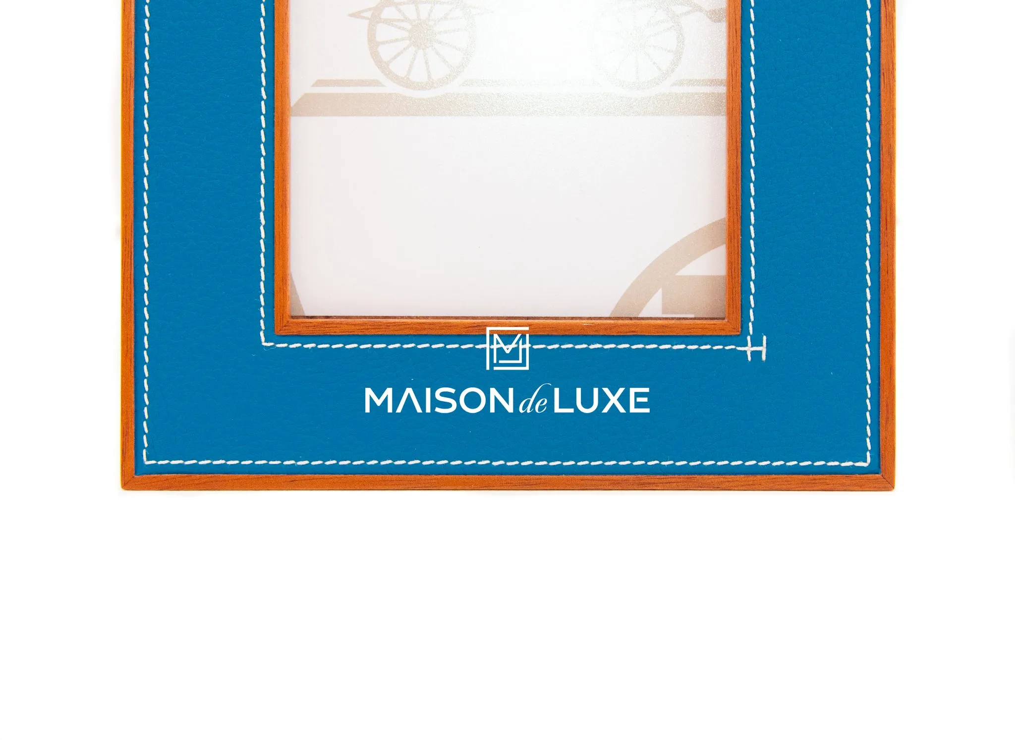 Hermes Classic Pleiade Leather Photo Frame Blue Izmir