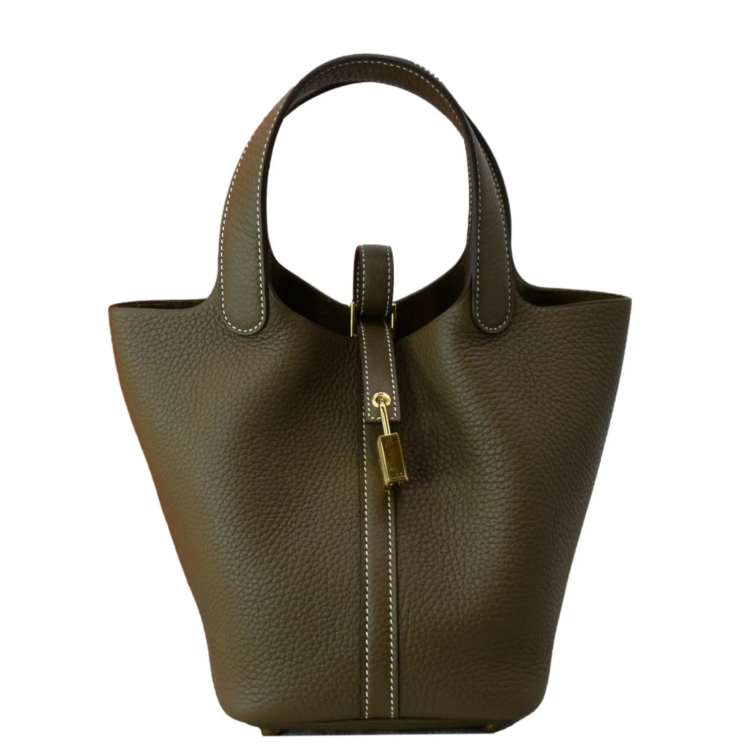 HERMES Picotin Lock 18 Taurillon Clemence Leather Tote Bag Taupe