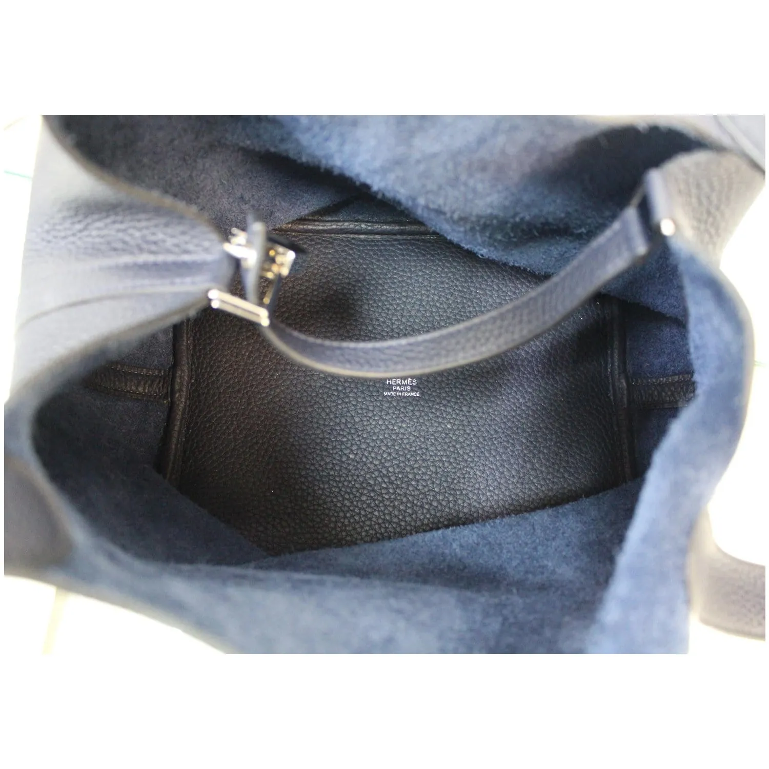 HERMES Picotin Lock 22 MM Taurillon Clemence Leather Tote Bag Blue