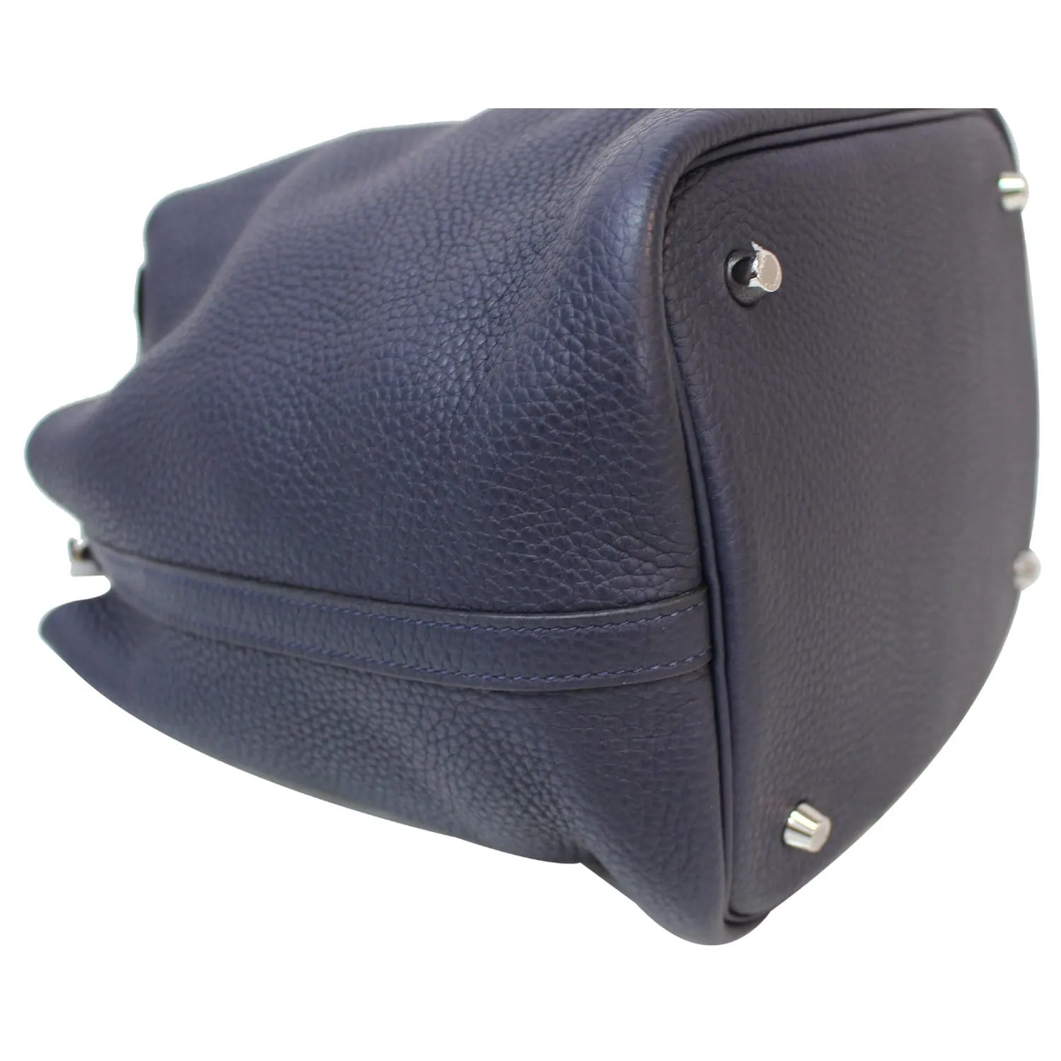 HERMES Picotin Lock 22 MM Taurillon Clemence Leather Tote Bag Blue