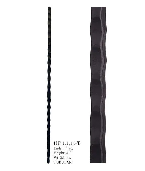 HF 1.1.14-T Plain Square Hammered Hollow Iron Newel