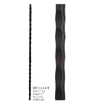 HF 1.1.14-T Plain Square Hammered Hollow Iron Newel